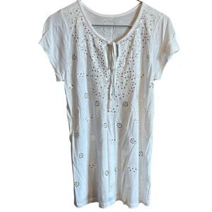 INC International Concepts Womens White Sequence DesignPeasant Blouse Top M